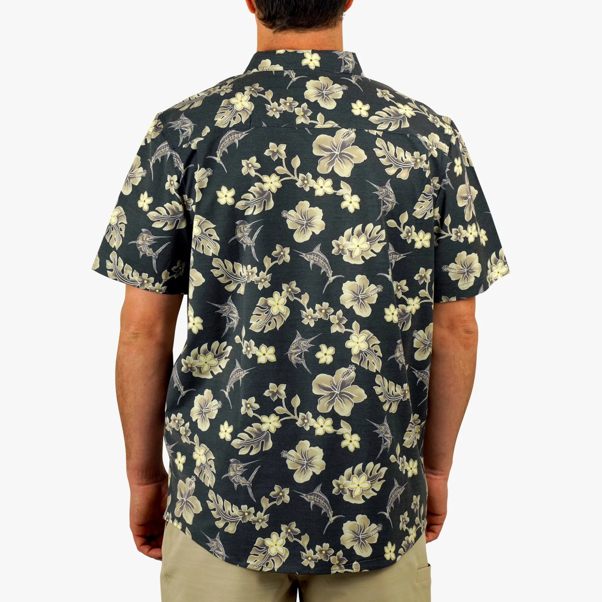 Boatbar Printed Button Down Fishing Shirt | Black