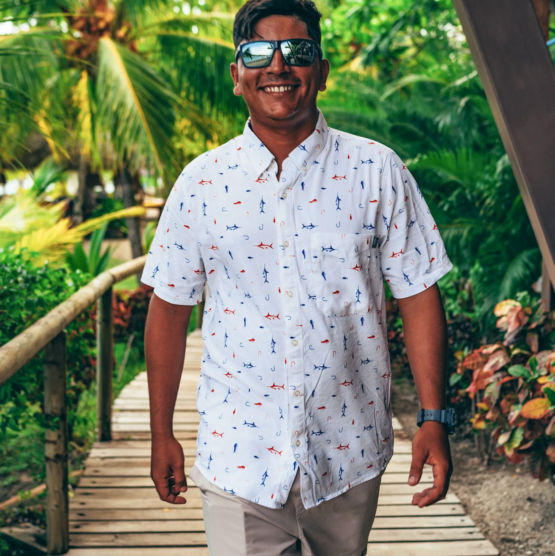 Boatbar SS Button Down Fishing Shirt| White