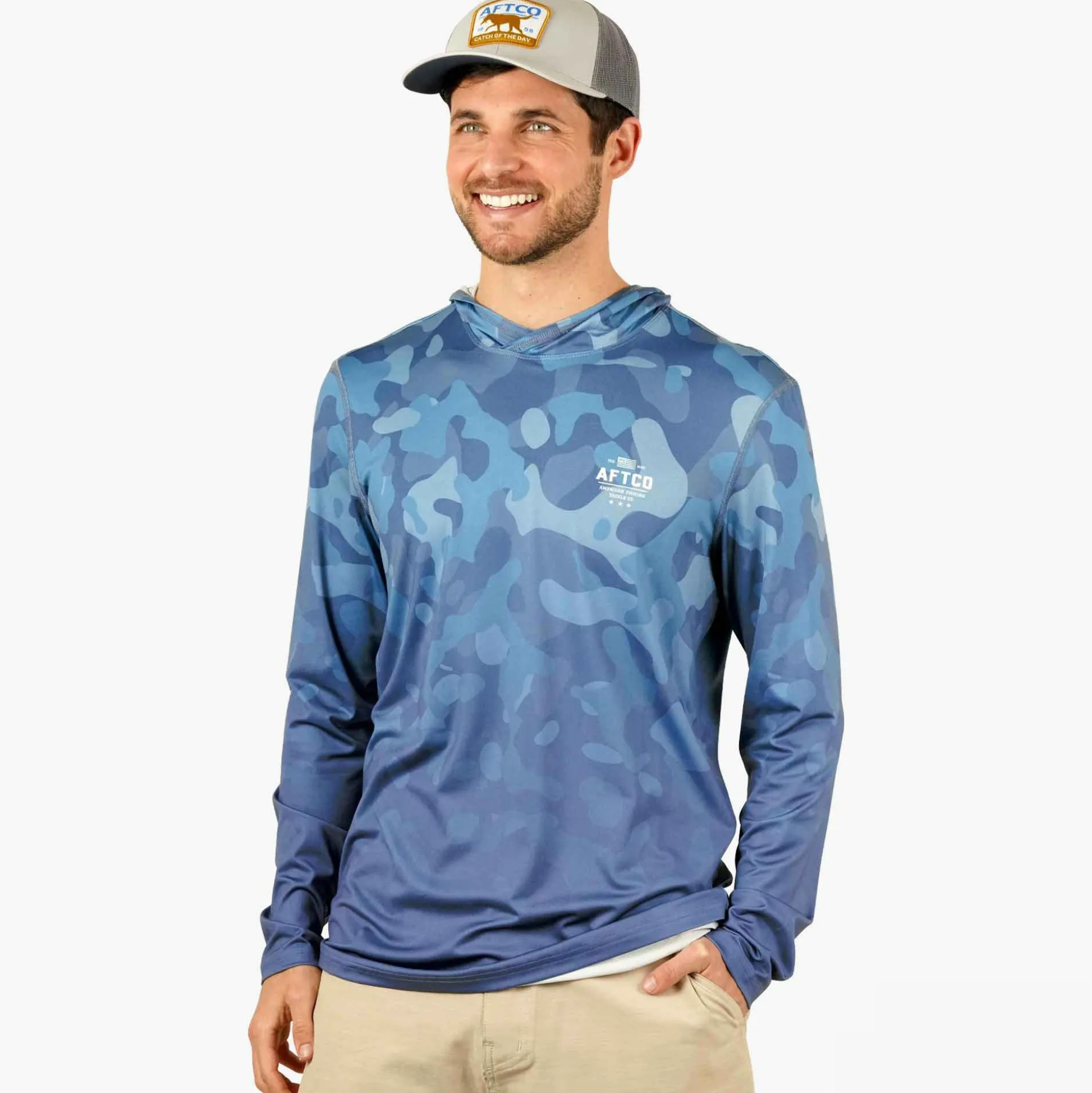 OG Camo UVX LS Hooded Fishing Shirt | AFTCO
