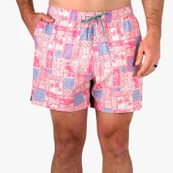 Strike Printed Swim Trunks | Flamingo Pink