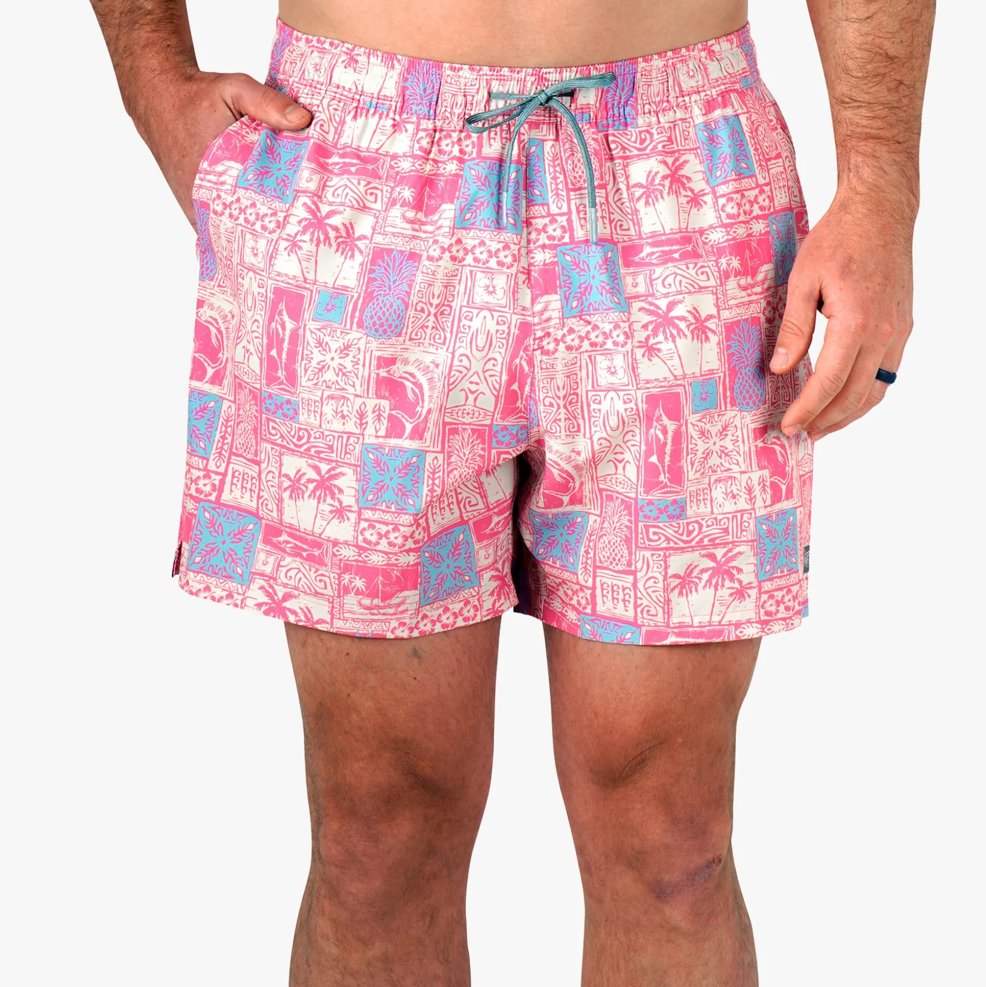 Strike Printed Swim Trunks | Flamingo Pink