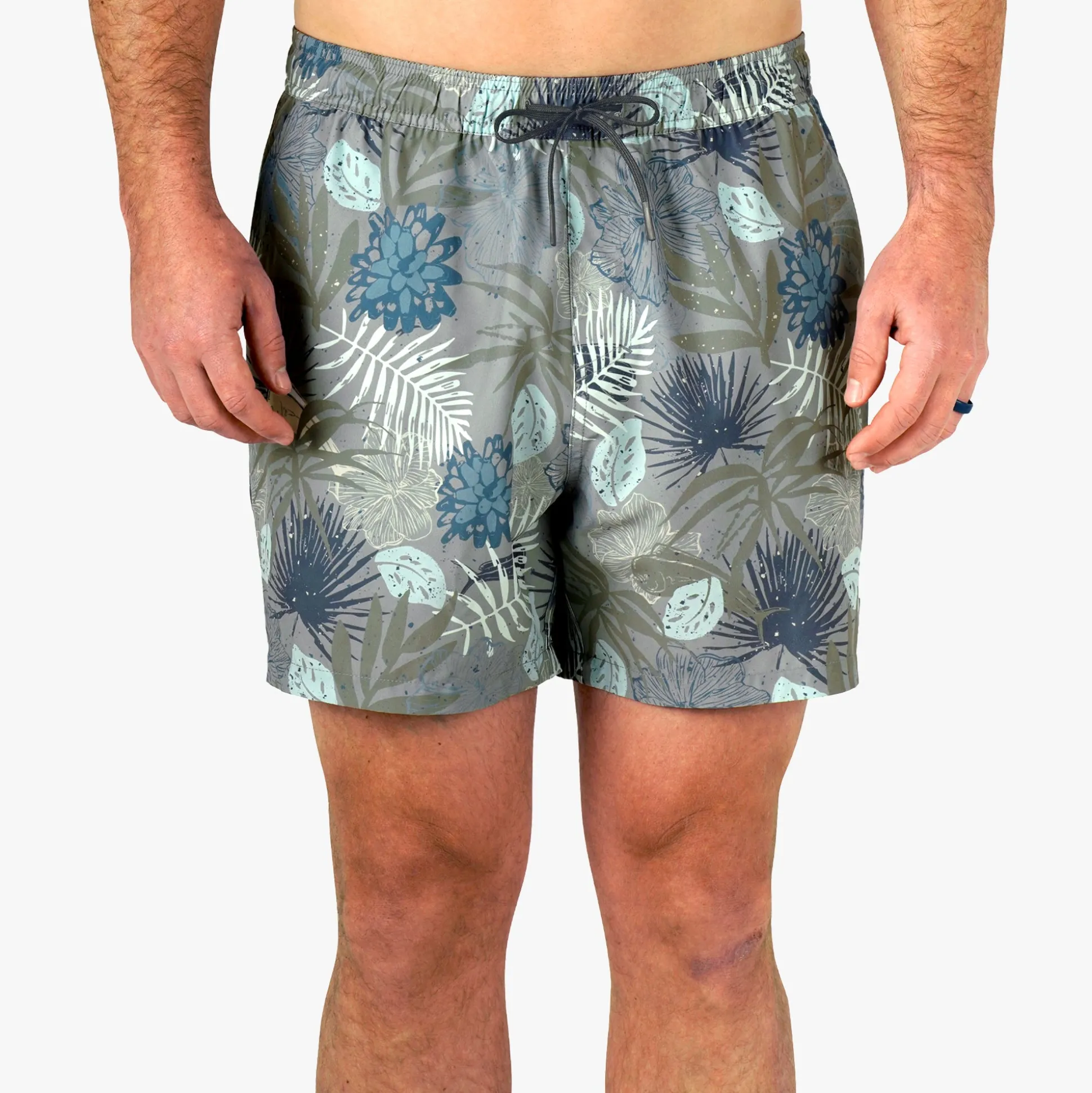 Strike Printed Swim Trunks | Charcoal