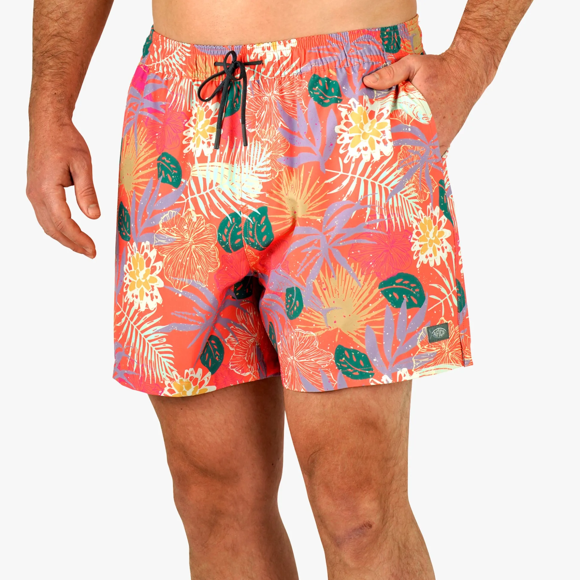 Strike Printed Swim Trunks | Coral