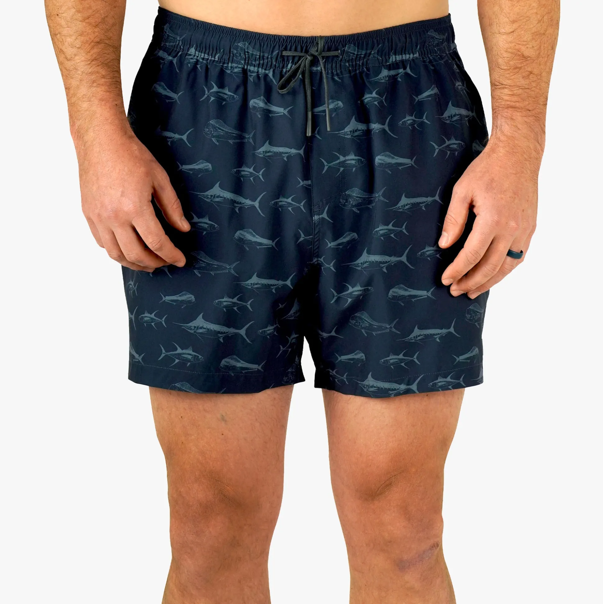 Strike Printed Swim Trunks | Deep Navy