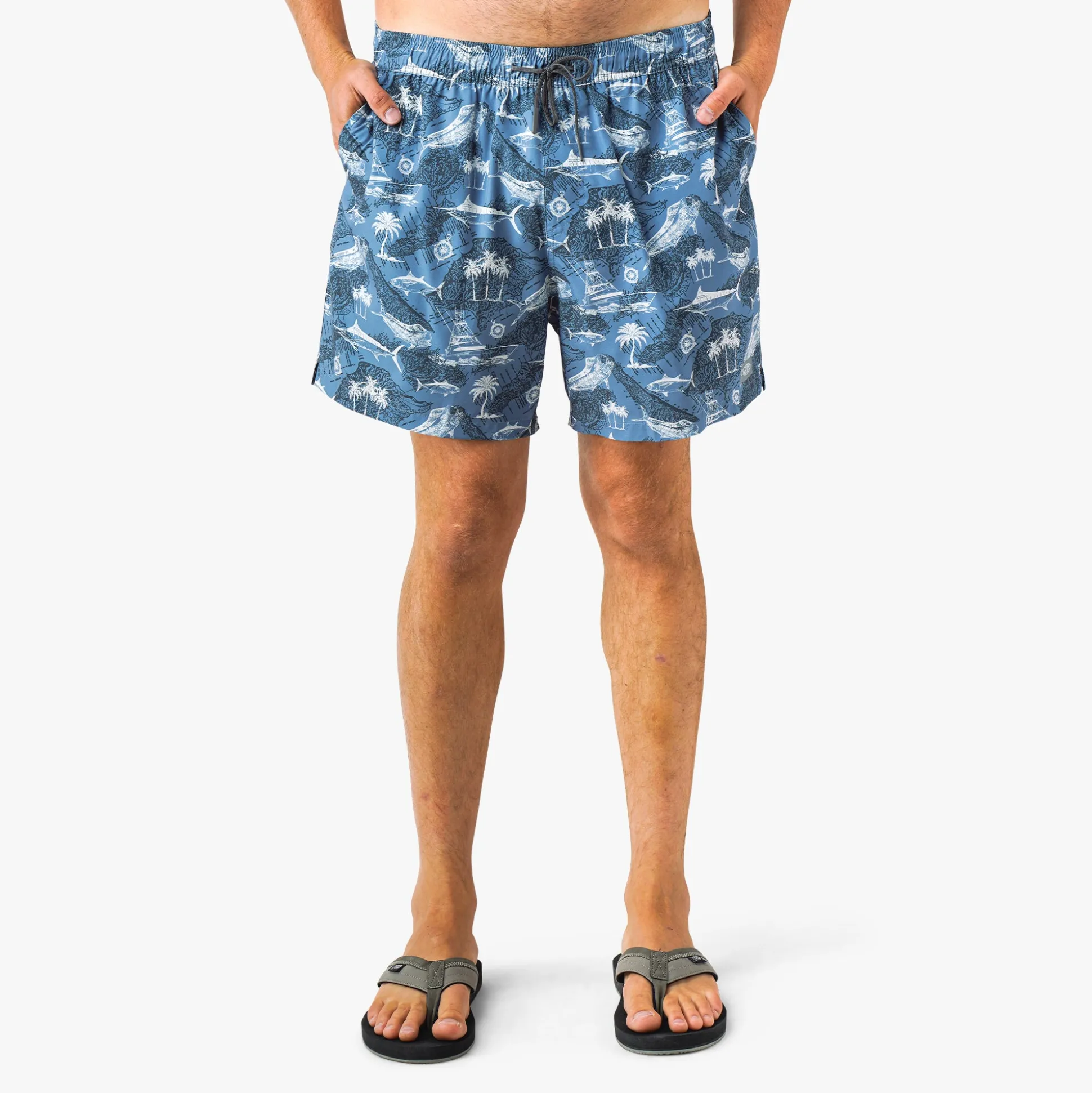 Strike Printed Swim Trunks | Deep Navy