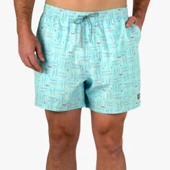 Strike Printed Swim Trunks | Shoreline Blue