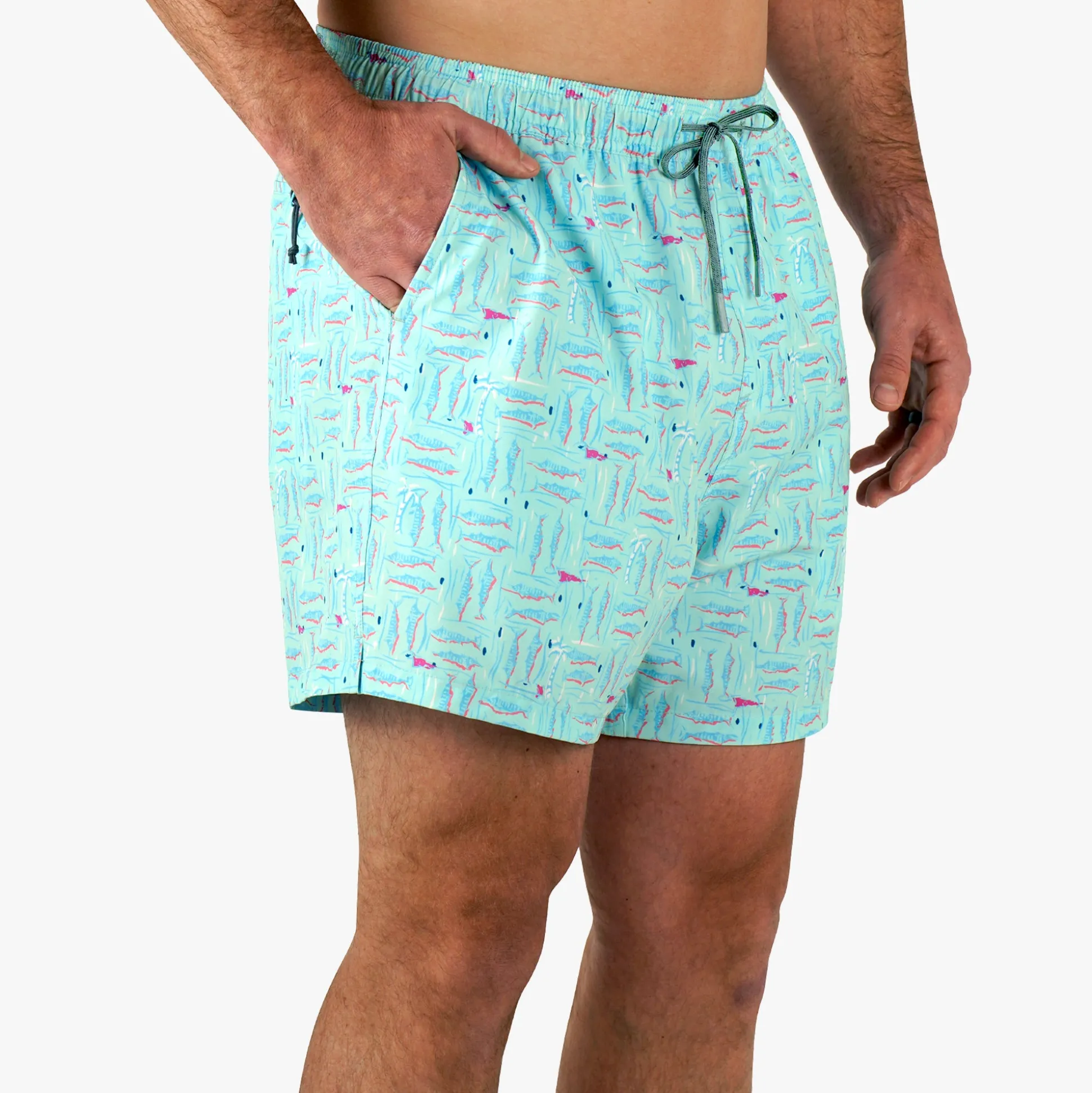Strike Printed Swim Trunks | Shoreline Blue