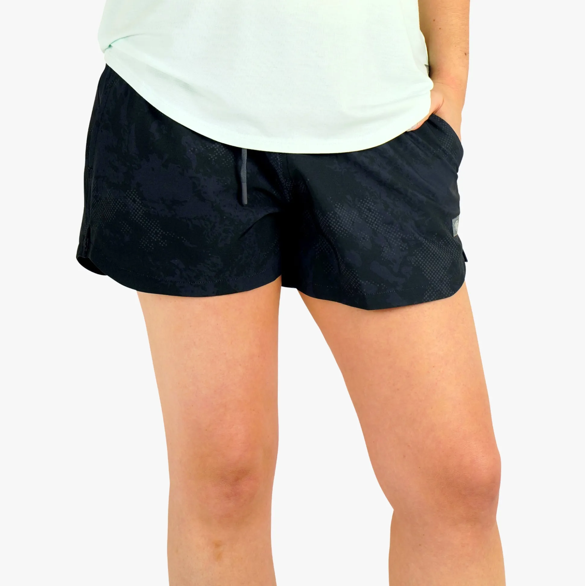Women's Strike Printed Swim Shorts | Black Storm Camo