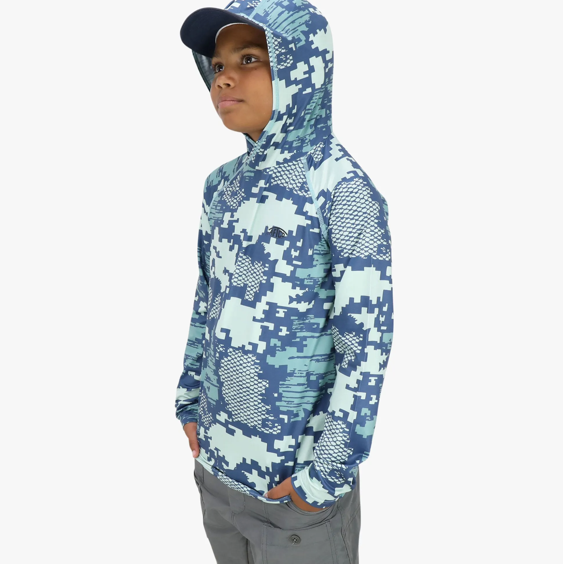 Youth Tactical Camo Hooded LS Performance Shirt